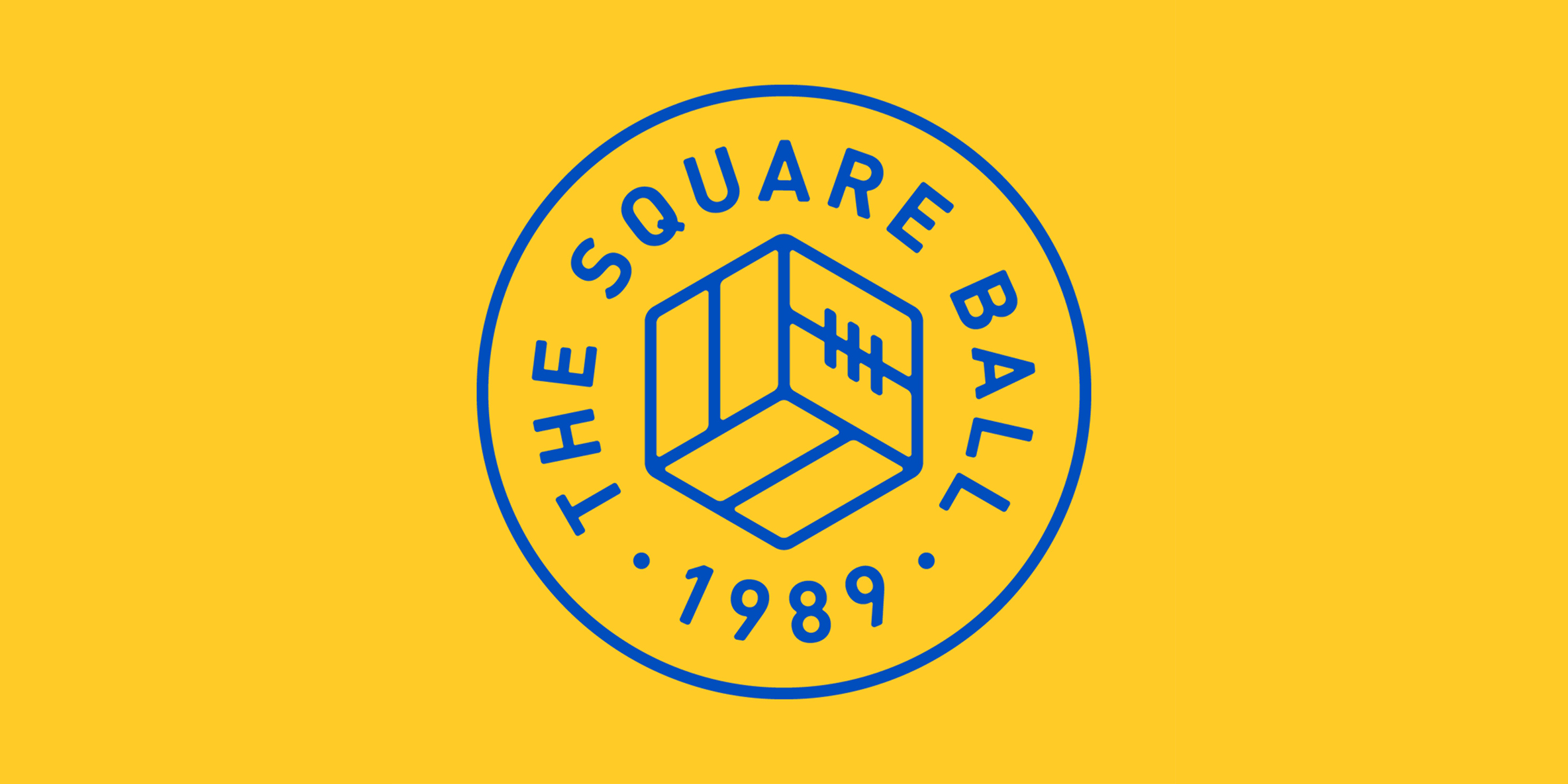 The Square Ball logo, in blue on yellow.